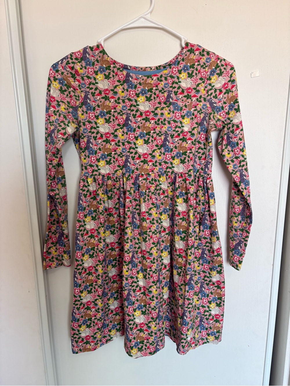 EUC Mini Boden Pink Bunny Field Jersey Dress 11-12Y